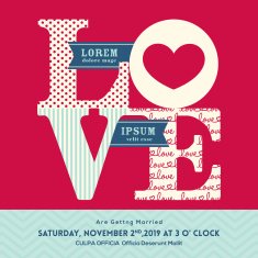 LOVE word wedding invitation