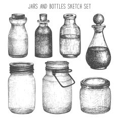 Vintage decorative glass canning jars isolated on white N2