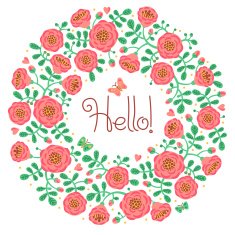 Vector floral card with wreath from flowers leaves and text N2