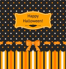 Halloween card with bow on polka dots background
