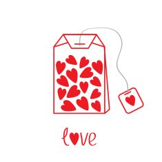 Teabag with hearts Love card