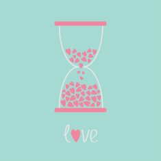 Love hourglass with hearts inside Blue and pink Card