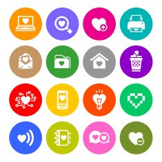Set valentine's day buttons love on the Internet symbols