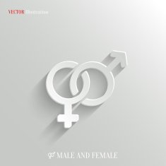 Male and female icon - vector white app button
