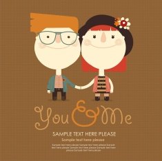 valentine's day greeting card with hipster couple N2