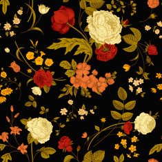 Seamless vector vintage pattern with Victorian bouquet N13
