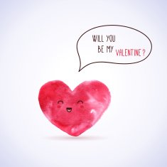 Watercolor heart for Valentine's day design N2