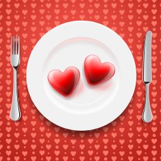 Red hearts on a plate Valentine's Day