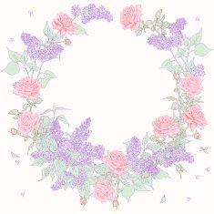 Wreath Floral Frame Roses and Lilac