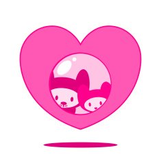 Cute cat couple in heart