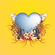 floral frame with heart shape