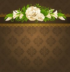 Roses with lace ornaments on background Vector N3