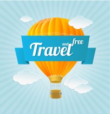 Vector air ballon blue sky and slogan Travel N2