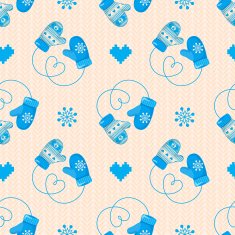 Winter Mittens Seamless Pattern Blue version N2