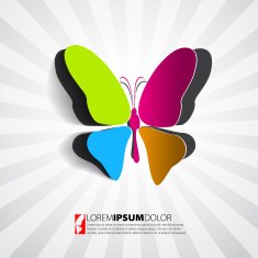 Greeting card with paper butterfly - design vector eps10 N5