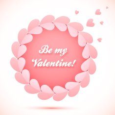 Pink realistic paper hearts circle vector frame N3