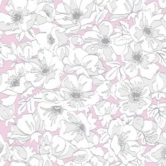 Vector seamless floral pattern with gray retro anemones