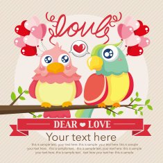 Vintage birds and love N2