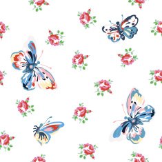 Vintage floral pattern with roses and butterflies N2