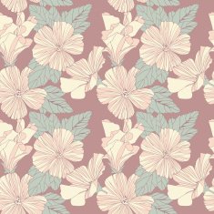 Delicate pattern with pastel colored hibiscus flowers N2