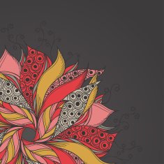 Template for card with fantasy flower N4
