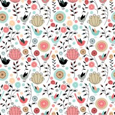 Seamless pattern Birds and flowers N6