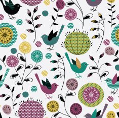 Seamless pattern Birds and flowers N7