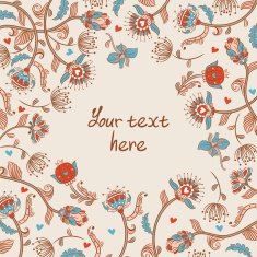 Vintage style invitation card with flowers