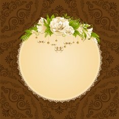 Roses with lace ornaments on background Vector N4