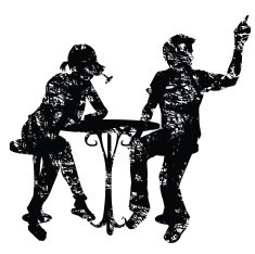 grunge cafe couple silhouette