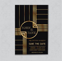 Save the Date - Wedding Invitation Card Art Deco Design