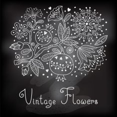 Vintage Festive card with flowers and pomegranate N2