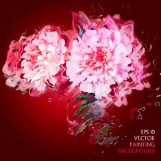 Grunge painting peony flowers