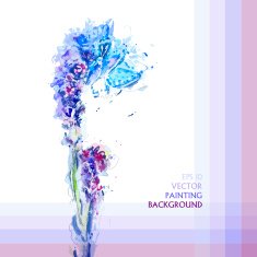 Grunge painting lavender flowers