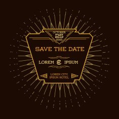 Wedding Invitation Card - Art Deco Vintage Style N15