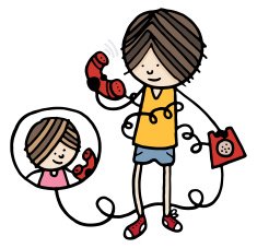 Boy and girl talking on the telephone N2