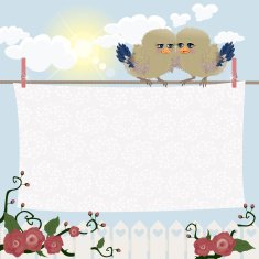 Love Birds on Washing LIne