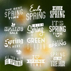 Floral blurred background with labels for spring design