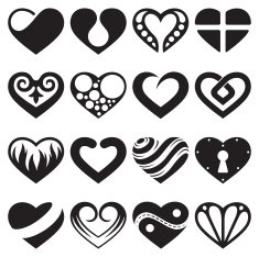 heart icons and signs set