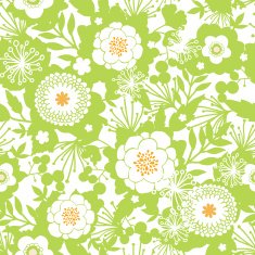Green and golden garden silhouettes seamless pattern background