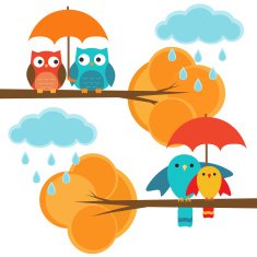 Autumn birds and owls