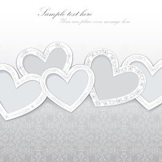 Greeting card with hearts on vintage pattern