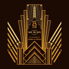 Wedding Invitation Card - Art Deco Vintage Style N16
