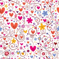 hearts & flowers floral pattern