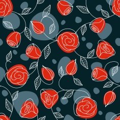 Seamless hand drawn pattern with red roses N2