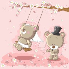 Wedding couple on a swing