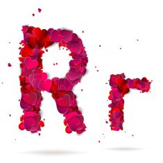 Letter r made from hearts Love alphabet