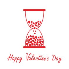 Love hourglass with hearts inside Happy Valentines Day card
