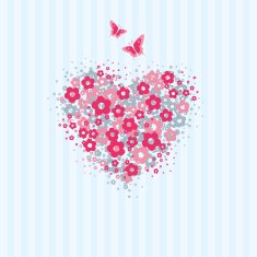Flower heart with butterflies card N2
