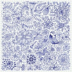 Hand drawn flowers and birds N2
